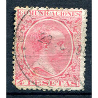 Испания (Королевство) - 1889г. - король Альфонсо XIII, 4 Pta  - 1 марка - гашёная [Mi 200]. #1-Sp-3-A-1