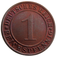 Германия, Веймарская республика, 1 рейхспфенниг 1936 года (D), сост. Unc, копна пшеницы, KM #37