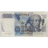 Банкнота 10000 лир. Италия. 1984 год. НЕ БЫЛА В ОБОРОТЕ