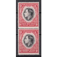 205.BrK. Великобритания. Колонии.  Юго- Западная Африка. Георг VI. Стандарт. 1937 г. 2x1P. Mi.##184/185. MNH.