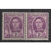 Австралия 1942 ** George VI, сцепка 2 марки (SG 205)