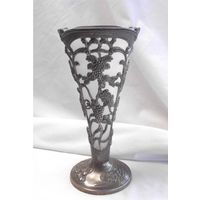 Салфетница Ваза для салфеток с белой вставкой Серебрение 02