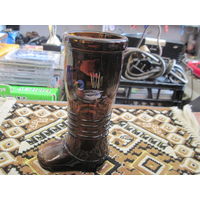 Пивной бокал, стакан-сапожок ГДР, цветное стекло, 16 см.