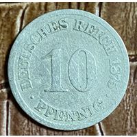 Монета 10 пфеннигов 1875 год.Германская империя. С рубля без МЦ