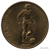 Республика Сомали. 25 шиллингов 2001. UNC. Футболист