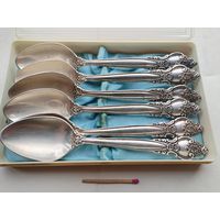 Комплект чайных мельхиоровых ложек в коробке. МНЦ. 15,2 см