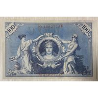 Банкнота 100 марок 1908 год. Германская империя. Красная печать. С рубля без МЦ. НЕ БЫЛА В ОБОРОТЕ.