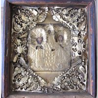 Все лоты с рубля.Икона Иоаким и Анна,родители Богородицы,19 век,киот,не частая,40\35\8.5 см