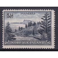 287.BrK. Великобритания. Колонии. Норфолк. Местные мотивы. Залив Болл. 1947 г. 5 1/2d. Mi.#9x.