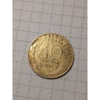 10 сантимов Франция 1987 год