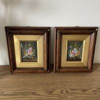 Антикварные парные картины Цветы. Италия. 3654