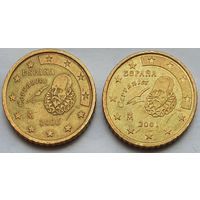 Испания 50 евроцентов 2000, 2001 г. Цена за 1 шт.