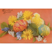 Чистая открытка Польша "Пасха. Куклы. Цыпленок" фото М. Хоффманн и А. Писарски