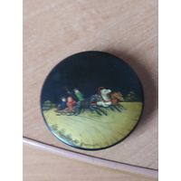 Шкатулка или пудреница Федоскино 1947 г.