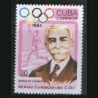 КУБА. М. 2966. 1984. Основатель современного олимпизма П. де Кубертен. ЧиСт.