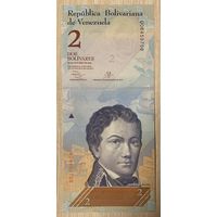 Банкнота ВЕНЕСУЭЛА 2 БОЛИВАРА 2013 ГОД. НЕ БЫЛА В ОБОРОТЕ
