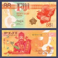 Фиджи, 88 центов 2022 г., P-W123(1) (AB, памятная, цветок гибискуса, бог богатства), UNC