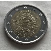 Испания 2 евро 2012 - 10 лет евро наличными