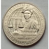 США 25 центов (квотер) 2023 г. Выдающиеся женщины. Элеонора Рузвельт. Двор P + D. Цена за 1 шт.