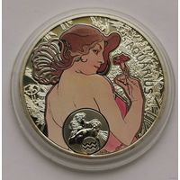 1. 1 доллар 2010 г. Водолей. Ниуэ.Серебро 28,28 гр.  С рубля!