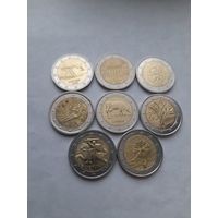 Набор монет по 2 евро. Все разные.