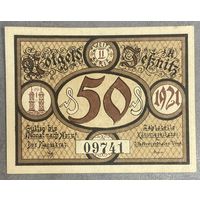Нотгельд 50 пфеннигов 1921 год. Йесниц,. Веймарская республика