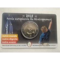 2 ЕВРО, БЕЛЬГИЯ (Европейский год развития) UNC тираж 235 000 coincard