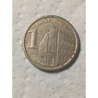 1 динар Югославия 2002 год