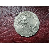 50 центов Австралия  1970 г. 200 лет путешествия Кука.