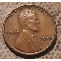 1 цент 1945 США  МД Филадельфия Пшеничный пенни