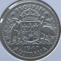 Австралия 1 флорин 1947 г. В холдере