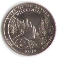 25 центов 2019 г. Парк=50 Резерват им. Франка Черча Айдахо Двор Д _состояние UNC