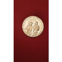 3 рубля 1995. Встреча на Эльбе. Освобождение Европы от Фашизма. Молодая Россия. Пруф. С рубля. (22)