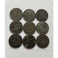 Польша 20 грошей 1923 9 шт