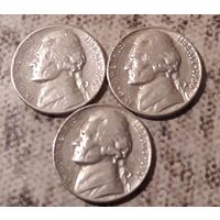 5 центов  1965.1966.1967 без МД США Джеферсон