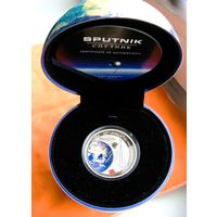 2 доллара 2007. Фиджи. Спутник. СССР. 50-летие запуска первого спутника земли. Серебро 999