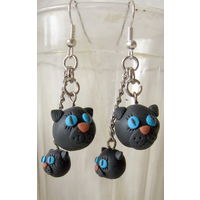 Серьги ручной работы "Чёрные коты"
