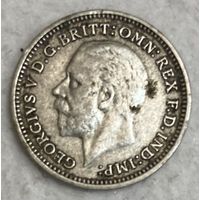 Монета Великобритания 3 пенса 1935 год. Король Георг V. Серебро