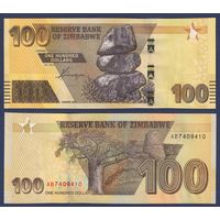Зимбабве, 100 долларов 2020 г, P-W106 (AK, камни Чиремба, баобаб), UNC