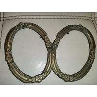 Латунная, двойная рамка для фотографий, размер 17*11 см.