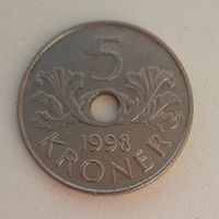 Норвегия 5 крон, 1998 KM# 463
