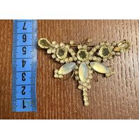 Брошка - Бабочка (1) из уранового стекла . Чехия