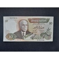 10 динаров 1986 года. Тунис. vF+/xF-.  Распродажа.