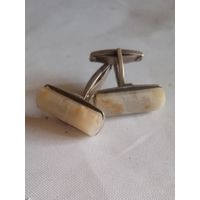 Запонки серебро 875 со звездой натуральный камень