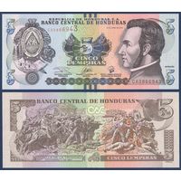 Гондурас, 5 лемпира 2019 г, P-98 (CA, президент Франсиско Морасан, битва при Тринидаде), UNC