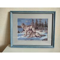 Вышитая крестиком картина "Волки"