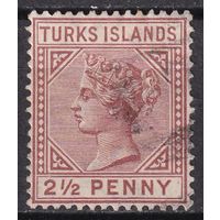 75.BrK. Великобритания. Колонии. Теркс и Кайкос. Виктория. Стандарт. 2 1/2 P. 1882 г. Mi.#25I.