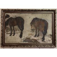 Крохалев П.С (Крохолев) "Лошадки", 1960г. Холст, масло.Размер 32х51,5 см.