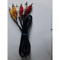 Аудио видео кабель 3RCA male x 3RCA male, 1.2 м