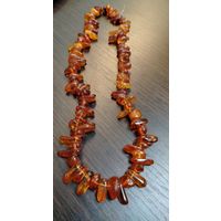 Винтажные бусы из натурального янтаря на леске 27 см